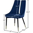 thumbnail image 3 of Meridian Furniture Sleek Navy Velvet Dining Chair (Set of 2), 3 of 5