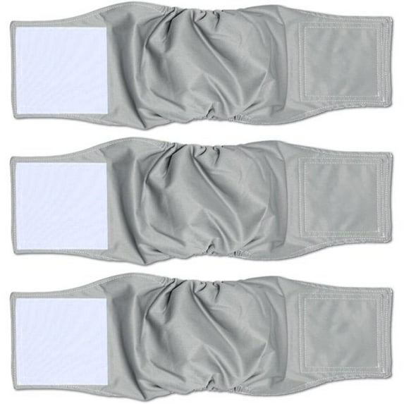 Genwiss 3Pcs Washable Male Dog Wrap, Reusable Belly Diapers for Male Dogs(Gray,L2)