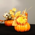 thumbnail image 5 of 3PCS Artificial Pumpkins Set, 5.9inch Foam Pumpkins Fake Pumpkins with Maple Leaves Berry Sunflowers Faux Pumpkins for Fall Home Decor Table Top Centerpiece Halloween Thanksgiving Decorations, 5 of 10