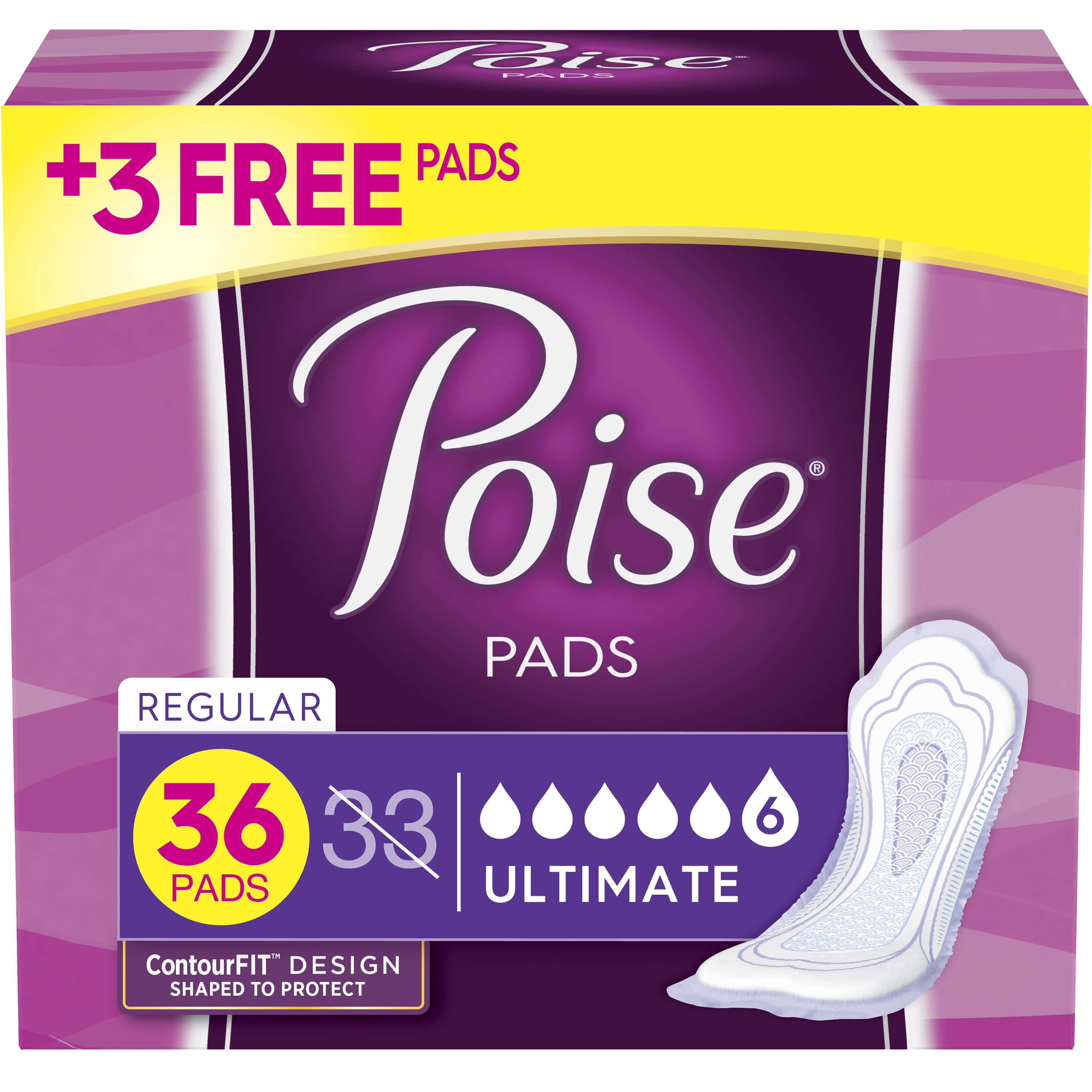 Poise Incontinence Pads For Women Ultimate Absorbency Bladder Control Pads Long Length, 45 Ct