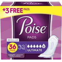 Poise Incontinence Pads for Women, Ultimate Absorbency, Regular, 36 Ct