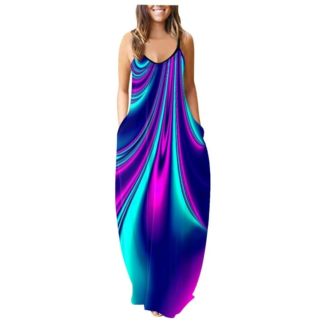 SMihono Robe Maxi Bohème d'Été pour Femmes Grande Taille Robe d'Été Décontractée pour Femmes à Manches Ajourées Unie Imprimée Robe Maxi Décontractée de Plage Longue Robe Évasée de Plage