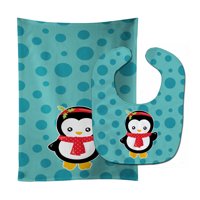 Christmas Penquin #3 Baby Bib & Burp Cloth