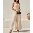 thumbnail image 6 of CHICME Jumpsuits for Women V Neck Spaghetti Strap Wide Leg Pleated Pants Summer Cami Overalls Apricot-L, 6 of 9
