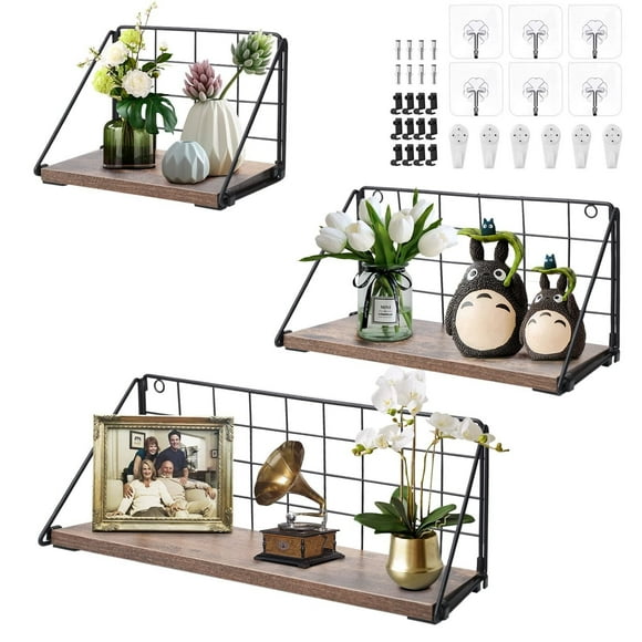 Juego de 3 Repisas Flotantes de Pared, Estantes Flotantes Estante de Pared, Estante de Almacenamiento Repisas para Baño Cocina Cuarto Estar Oficina Dormitorio