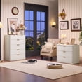 thumbnail image 3 of LEYAOYAO Fluted 3-Drawer Farmhouse Nightstand, Rustic Bedside Table, Mid-Century End Table for Bedroom & Living Room, White, 3 of 9