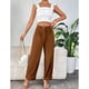 thumbnail image 5 of Pantalones Casuales De Cintura Alta Pantalones De Pierna Recta De Color Liso De Moda para Mujer con Bolsillo para Trabajo De Oficina Marrón Oscuro XL, 5 of 8