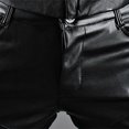 thumbnail image 4 of HOOMEUMY Men`s Rock Punk Hip Hop Faux Leather Motocycle Pants Business Slim Fit Pockets Faux Leather Trousers Pants Black 14, 4 of 9