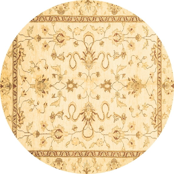 Ahgly Company Indoor Round Oriental Brown Traditional Area Rugs, 7' Round