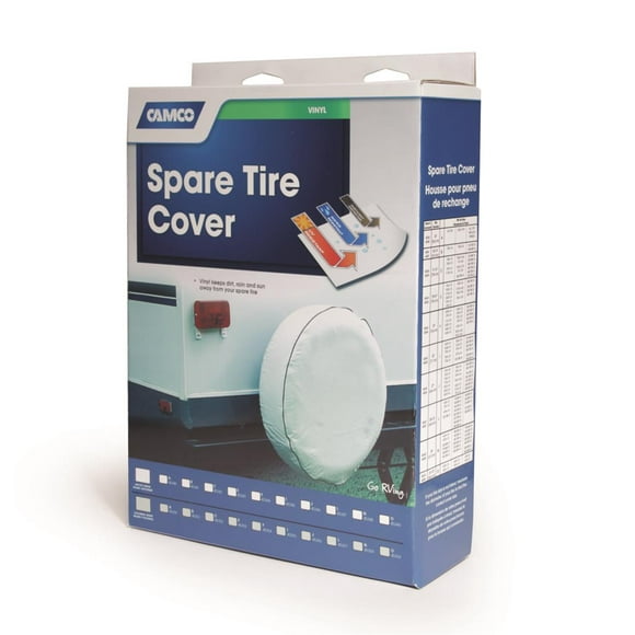 Camco Spare Tire Cover 45349 Fits 21-1/2 Inch Diameter Tires; Solid; Arctic White; Vinyl