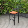 thumbnail image 3 of LeisureMod Patio Bar Stool in Powder-Coated Aluminum Frame with Removable Cushion Low Open-Back Design and Footrest Chelsea Collection Set of 2 in Orange, 3 of 10