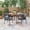 Teak/Multi Brown, variant on Lindsey Outdoor 5 Piece Wood and Wicker Dining Set, Teak, Multi Brown