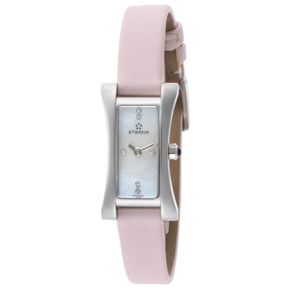 2610-41-17-1124 Women's Sahida Diamond Pink Satin White Mother Of Pearl Dial Watch