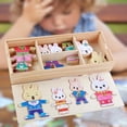 thumbnail image 3 of Rompecabezas de madera Animal Family Dress puzzle juguetes para niños con caja de almacenamiento de madera Conejo CUTICAT Puzzle de Vestir, 3 of 8