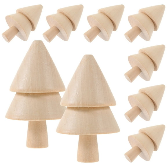 SWETRACE 10Pcs Unfinished Wood Ornaments to Paint Tree Shape Acorn Shape for Crafts