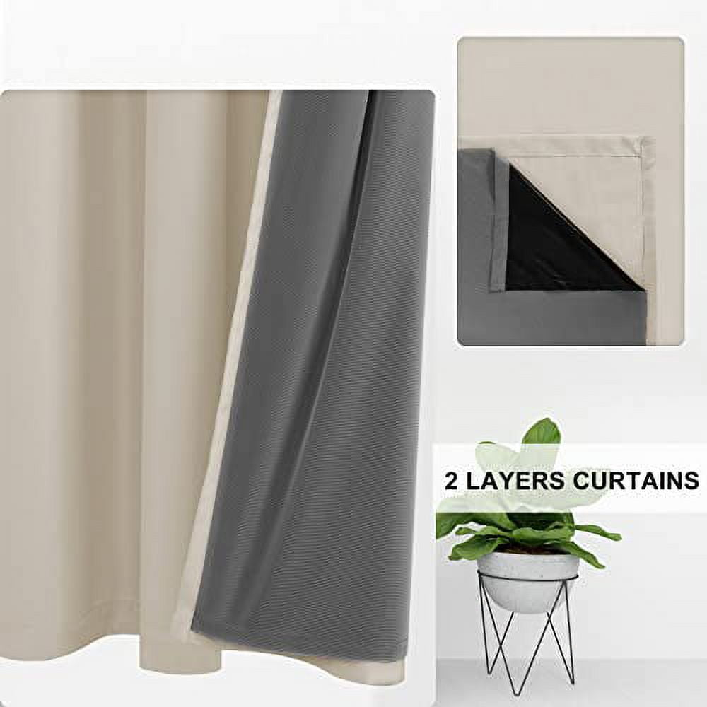 DWCN 100% Turely Sun Blocking Curtain Window Drapes Blackout Curtains for Thermal Insulating,Noise Blocking and Privacy Protecting in Living Room,Set of 2 Panels (Beige,52"W x 84"L)