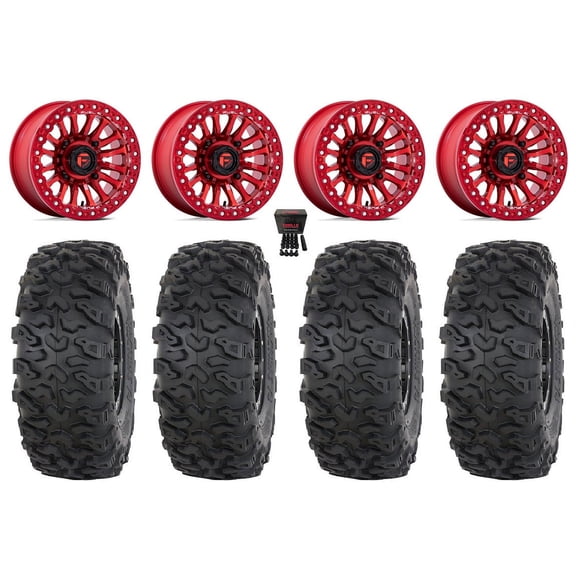 Fuel Rincon Bdlk 15" Wheels Red 33" Roctane T4 Tires Sportsman RZR Ranger