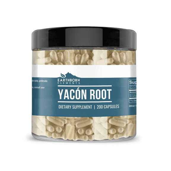 Earthborn Elements Yacon Root 200 Capsules, Pure & Undiluted, No Additives