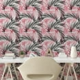 thumbnail image 2 of Ambesonne Floral Peel & Stick Wallpaper for Home, Palm on Cheetah Animal Print, 13"x72", Charcoal Grey Pink Grey, 2 of 5