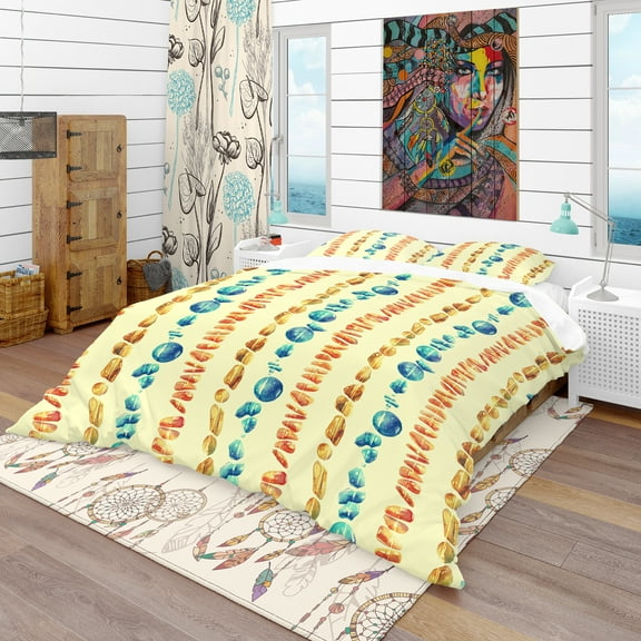 Designart 'Beads From Natural Semiprecious Stones' Bohemian & Eclectic Duvet Cover Set