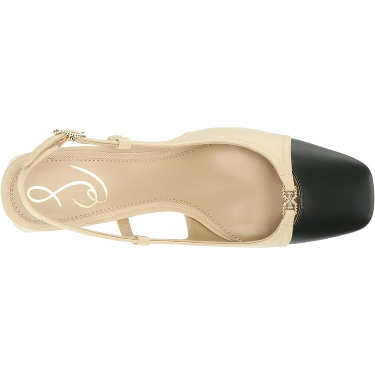 Sam Edelman Women's Tarra Pump Summer Sand/Black Leather 8.5M