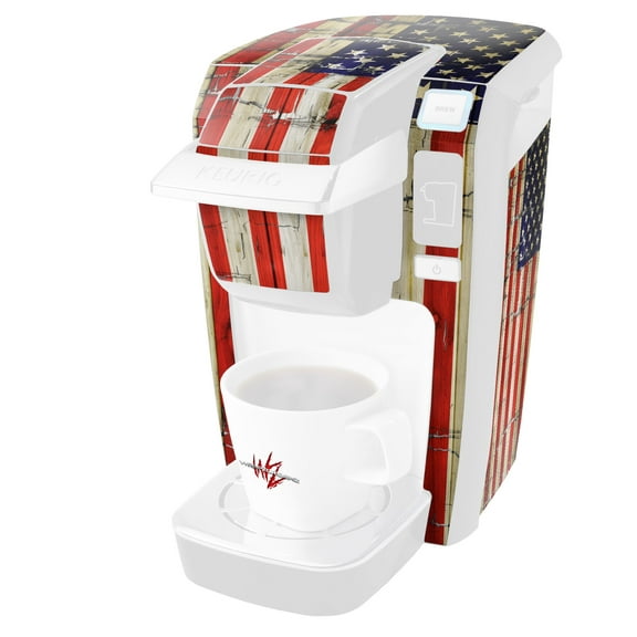 Painted Faded and Cracked USA American Flag - Decal Style Vinyl Skin fits Keurig K10 / K15 Mini Plus Coffee Makers (KEURIG NOT INCLUDED)