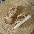 thumbnail image 3 of Women's Sandals Bohemian Sandals Women Dressy Summer Flat Elastic Ankle Strap Rhinestones T-Strap Shoes Beach Sandals, 3 of 6