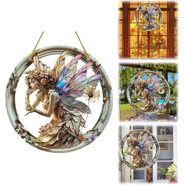 Home Decor Ceramic Retro Fairy Jewelry Sign Wall Hanging Painted Disc Style Decoration Exchange Creativity Christmas