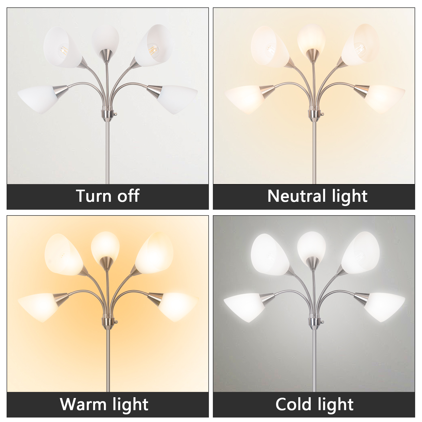HonoDing 68-Inch Medusa Floor Lamp with 5 Adjustable Heads photo 7