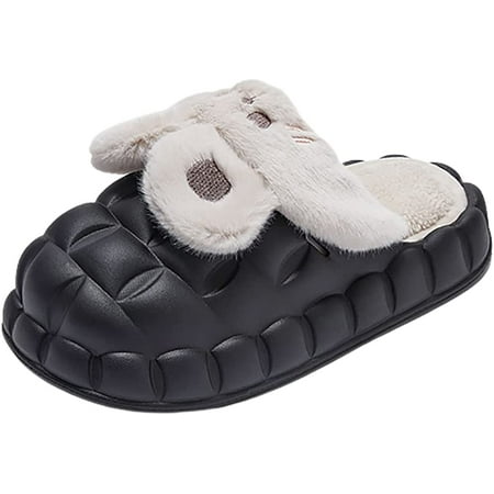 

PIKADINGNIS Unisex Rabbit Slippers Waterproof Slides Soft Fleece Lined Plush House Shoes Indoor Outdoor 2022