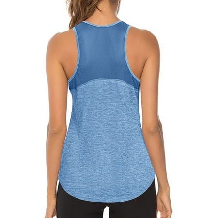 MRULIC tank top for women Women Workout Tops Athletic Sports Running Tank Mesh Yoga Training Shirts Womens tank tops Blue + XXL