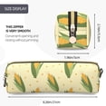 thumbnail image 3 of Rateoe Yellow Corn Print Leather Pencil Case with Smooth Zipper, Compact Storage for Writing Tools & Art Supplies, 8.26" x 1.96" x 2.16", 3 of 7