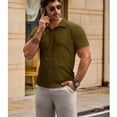 thumbnail image 3 of Ambiloof Men's slim fit muscle polo shirt short sleeve stretch quick dry T-shirt casual golf sports T-shirt Green/XL, 3 of 7