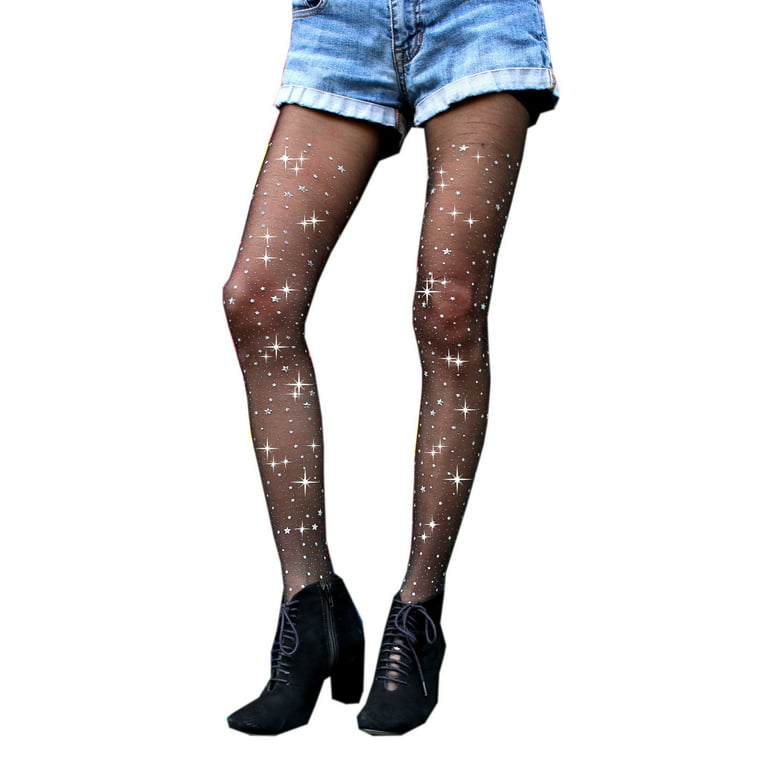 Millennials In Motion Women's Sparkly Glitter Star Tights Shiny Pantyhose