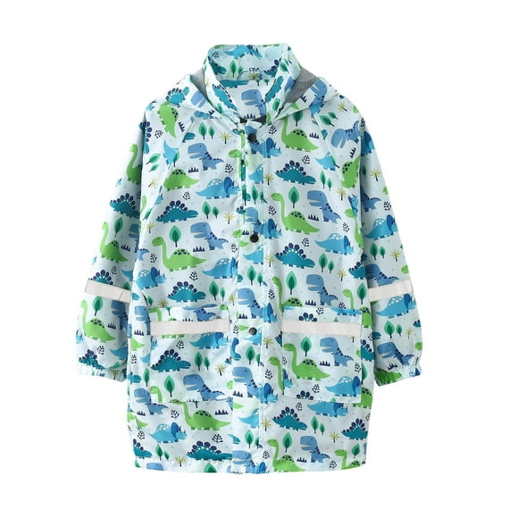 Children's Boys Girls Button Rain Jacket Hooded Windproof Raincoat Kids Long Sleeve Hoodie Trench Coat Coat Kids Boys Little Girls Coat Kids Rain Coat Size 6 Kids Clear Rain Coat Kid Raincoat Boy Size