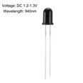 thumbnail image 3 of Unique Bargains 30 pcs 5mm 940nm Infrared Receiver Diode DC 1.2V LED IR Receiver Light Emitting Diodes Black Round Head for Arduino, 3 of 4