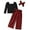 Black + Red Checkboard, variant on Arshiner Girls Clothing Sets Square Neck Rib Knit Shirts + Stylish Wide Leg Pants + Headband Cute 3pcs Fall Clothes Outfits