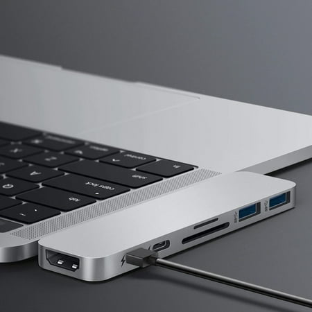 Hyper - DUO 7-Port USB-C Hub - USB-C Docking Station for Apple MacBook Pro and Air - Silver