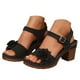 thumbnail image 3 of WILLBEST Sandalias De Verano Para Mujer, Con Flores Lisas, Hebilla Y Correa, Informales, Con Punta Abierta Y Tacones Cuadrados, Cómodas Sandalias De Playa, 3 of 8