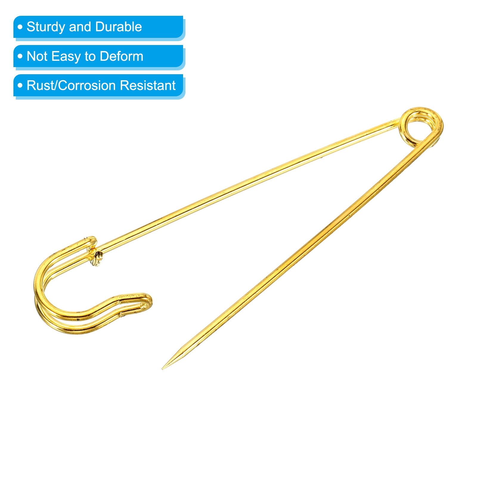 Unique Bargains Durable and Versatile Safety Pins Sewing Pins Gold Tone 3.5 Inch