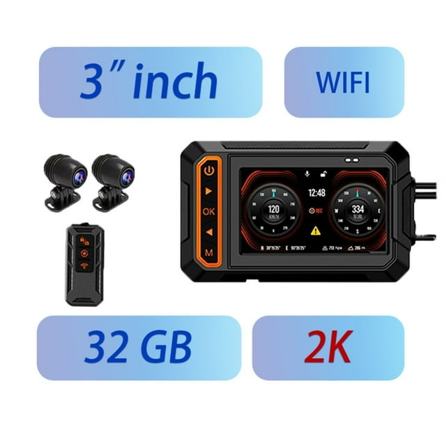 Caméra de Tableau de Bord GPS 4K pour Moto de 3 Pouces avec Étanchéité IP67, Double Objectif, Boîte Noire pour Moto, Vision Nocturne, Enregistreur Vidéo, Caméra de Tableau de Bord, Images Claires