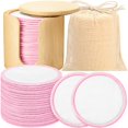 thumbnail image 1 of wonima287 40 Pcs Reusable Makeup Remover Pads with Mesh Laundry Bag Washable Bamboo Cotton Rounds Soft Reusable Face Pad for Toner Skin Types with Bamboo Holder(White Pink), 1 of 1