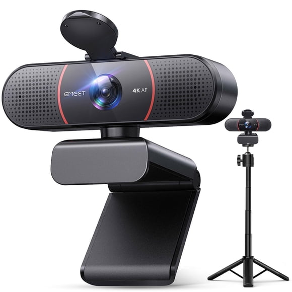EMEET C960 Caméra Web 4K avec Trépied, Capteur Sony 4K UHD, Mini Trépied Réglable en Hauteur avec Couvercle de Confidentialité, Mise au Point Automatique PDAF, Double Bruit