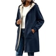 thumbnail image 5 of Inverlee Womens Sherpa Lined Hooded Coat Zip Up Long Jacket Winter Warm Outerwear Navy (S-3XL), 5 of 9