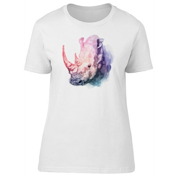 Soft Watercolor Rhino Head T-Shirt Women -Image by Shutterstock, Female Small