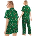 thumbnail image 6 of Ekouaer Silk Pajamas for Women Set Satin Pjs Soft Short Sleeve Button Down Sleepwear 3 Piece Loungewear, 6 of 6