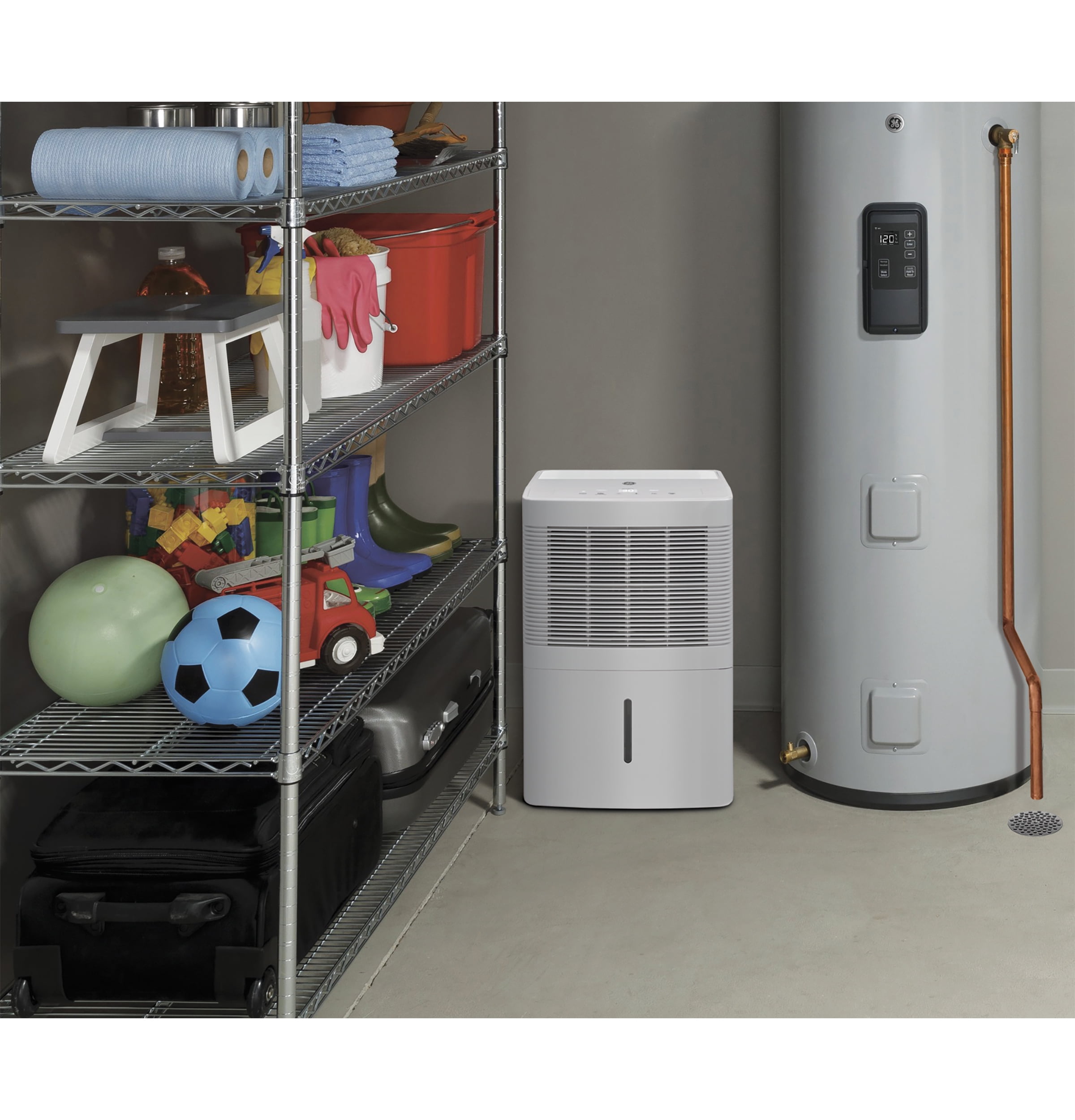 GE® 20 Pt Portable Dehumidifier for Damp Spaces, White, ADEW20LY