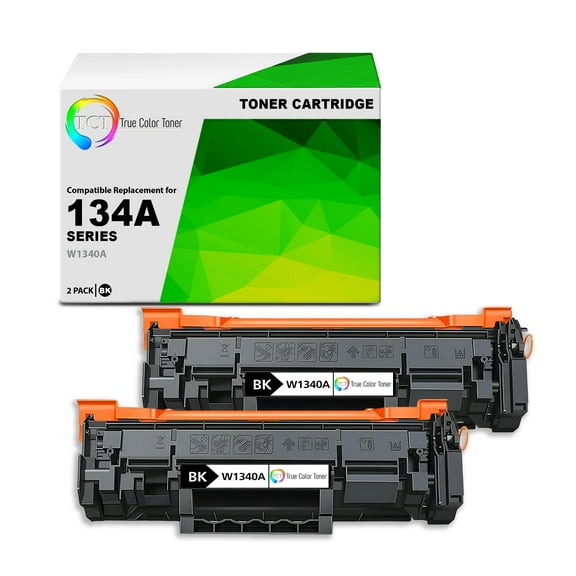 TCT 134A Toner Cartridge 2 Pack - Compatible With HP 134A W1340A Black - Not currently compatible With "-e" printers