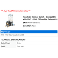 thumbnail image 2 of Headlight Dimmer Switch - Compatible with 1967 - 1968 Oldsmobile Delmont 88, 2 of 2