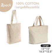 2 Pack Canvas Tote Bag Reusable Grocery Bags Eco-Friendly Washable DIY Craft Tote Shopping Bag